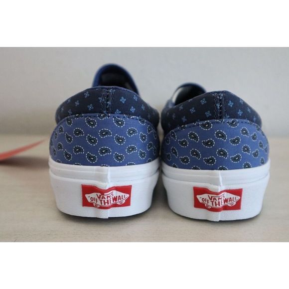 VANS Men's 6 Women's 7.5 Blue Tie Print Patchwork Classic Slip-On Shoes SIB - Picture 3 of 5